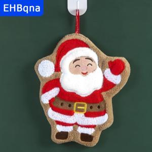 [COD] EHBqna SPORTS ผ้าเช็ดมือคริสต์มาสผ้าเช็ดทำความสะอาดดูดซับได้ดีผ้าแขวนแห้งเร็วสำหรับห้องครัวผ้าซานตาคลอสสำหรับห้องน้ำ