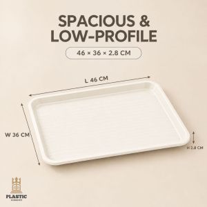 Plastic Serving Tray Large Rectangular Food Tray Non Slip Kitchen Table Organizer Coffee Tea Breakfast Snacks Party Use