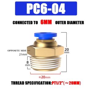 WININ Đồng thau Phụ kiện khí nén PC 4 6 8 10 12MM Nhiều kích cỡ Đầu nối khí nén Kết nối nhanh Phụ kiện ống dẫn Hệ thống khí nén
