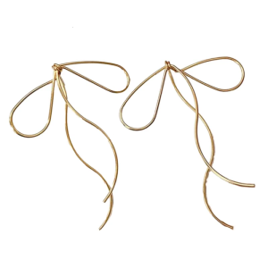 ต่างหูแบบห้อยรูปโบว์แบบห้อยจี้ผูกโบว์ห่วงคล้องหูอุปกรณ์เสริมโลหะอเนกประสงค์สำหรับสวมใส่ทุกวัน