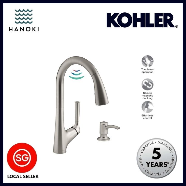 KOHLER Malleco Touchless Kitchen Faucet with Pulldown Spout and Soap