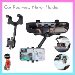 Car Rearview Mirror Phone Holder Multifunctional Rotatable Navigation Bracket