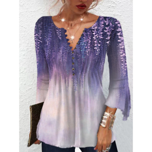 [Local Stock] VCC Women T-shirt 3d V-Neck Tops Fashion Print Gradient Harajuku T Shirt Oversized Tee For Ladies Clothing New Short Sleeve Summer