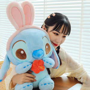 Stitch Angel Hibiscus Bunny Kawaii Plush Toys Doll Baby Gifts Soft Plushies Gift Present Birthday 可爱兔耳朵史迪奇玩偶