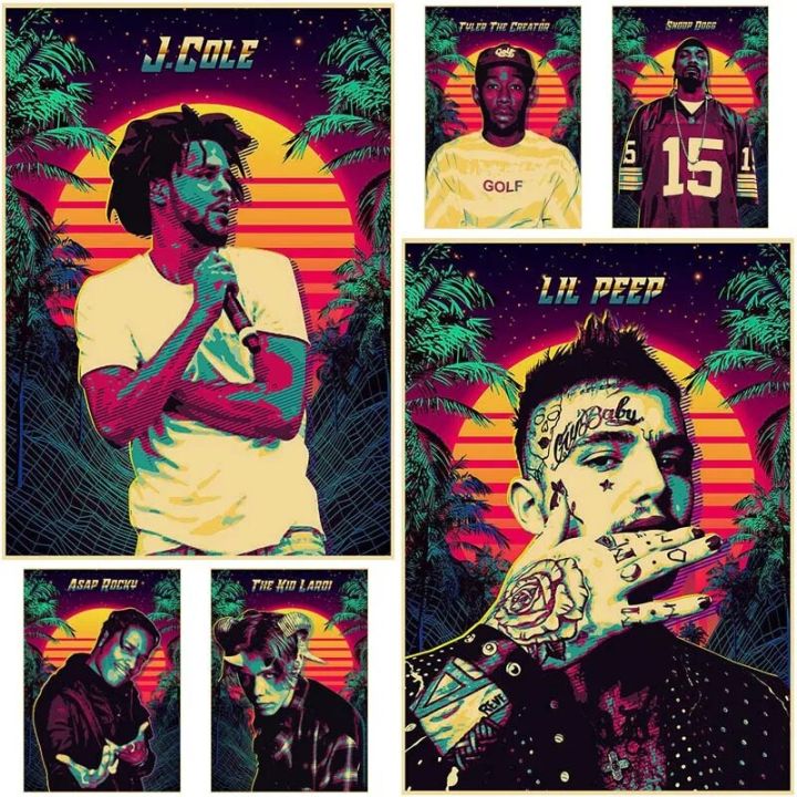 Rapper Retro 80s Singer Lil Peep Retro Posters Wall Art Painting ...