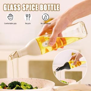 SuperShop 500ml Nordic Condiments Seasoning Glass Bottle Oil Leak Proof Soy Sauce Vinegar Sesame Oil