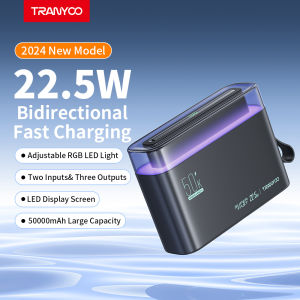 TRANYOO L5 50000mAh 22.5W power bank with LED light for outdoor adventures and group gatherings With true capacity fast charging powerbank for iphone Android original branded heavy duty powerbank for IOS and Android PK romoss PEA60