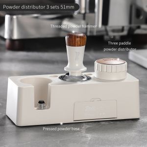 BINCOO Coffee Tamper Set Dispenser Powder Pressing Hammer Italian Coffee Machine Filling and Storage Tool Base Set 51MM/58MM