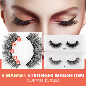 3D ขนตาแม่เหล็ก + อายไลเนอร์แม่เหล็ก ชุดขนตาปลอม แบบใช้ซ้ําได้ ไม่มีกาวติด ติดง่าย โค้งงอน ไม่หนักเปลือกตา อุปกรณ์แต่งหน้า