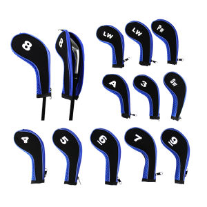 Scott Edward 12pcs Number Print Golf Club Irons Covers Neoprene Zippered Golf Wedge Covers with Long Neck Protective Mesh Golf Head Covers for Men Women Fit Most Standard Irons
