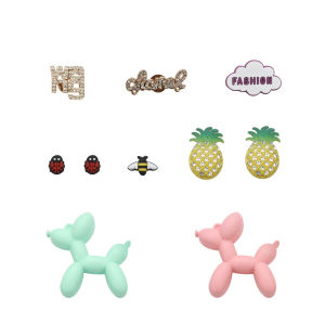 10Pcs/Set Balloon Dog Crocs Jibbitz Charms Shoes Accessories 3D Shoes Flower Cute Clogs Decoration for Crocs