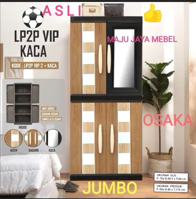 LEMARI PLASTIK AK VIP 2.JUMBO 2 PINTU CERMIN KUNCI TERLARIS TERMURAH