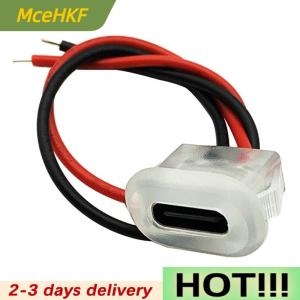 MceHKF 2pin USB Type C Input Type Charging Socket With LED Lights Plate Waterproof USB-C Power Port TYPE-C Female Connector Jack