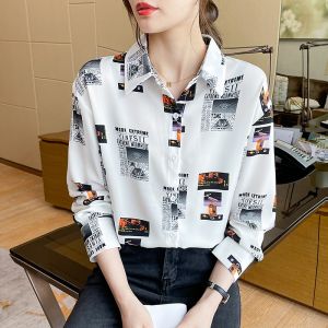 TianShun Womens Fashion Polo Neck Shirt Summer White Chiffon Top OL Work Casual Long Sleeve Shirt