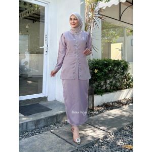 Syema Set Kurung Melayu Setelan Kondangan Pesta Bridesmaid Baju Belah Tengah Wanita Terbaru Payet Mutiara