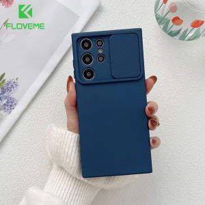 FLOVEME Slide Camera Protect Phone Case For Samsung S23 S22 S21 Ultra Plus Square Pure Silicone All-inclusive Shockproof Back Cover For Samsung S23 S22 S21