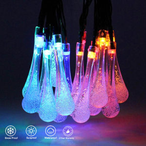 Solar 20/50/100 LED Light Raindrop LED String Lights Fairy Lights Waterproof Solar Garden Lamp