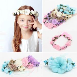 Girls Hair Accessories Beach Wreath Bride Hair Wreaths Flower Hairband Crown Wedding Garland Forehead Hair Band h2610