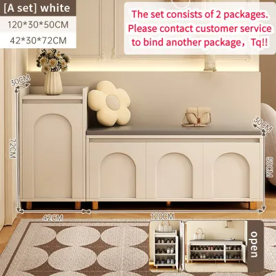 17vm [Ready Stock] Shoe Bench With Seat Shoe Cabinet Entrance Shoe Stool Integrated Entrance Shoe Stool 6B0P7