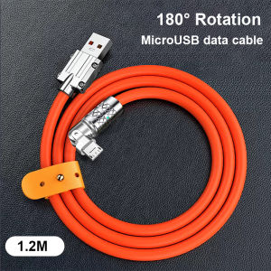 120W Super Fast Charging Cable 180° Rotation Elbow Data Cable Zinc Alloy Connector Quick Charging Line Type C Quick Charge Wire Compatible with 66W 45W 30W USB C Fast Charger