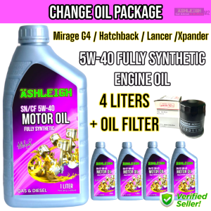 5w-40 Fully Synthetic Engine Oil 4L with Oil Filter Mitsubishi Mirage G4 Hatchback Lancer Xpander Change Oil Bundle Package MZ690115 M2 5w40