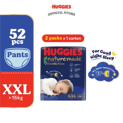 Huggies Naturemade Overnite Pants Diapers M58 / L44 / XL38 / XXL26 (2 Packs)