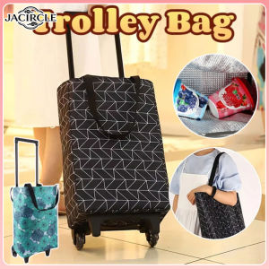 JACIRCLE Trolley Bag Foldable Grocery Trolley Cart Grocery Bag Keep Warm Shopping Handcart Large Capacity