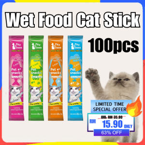 PETSEE Wet Food Cat Treat 100pcs Jajan Cat Food Stick Cat Snack Stick 100pcs