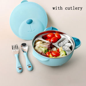 Children Cutlery Insulation Feeding Dinner Plate Lunch Box Baby Tableware Portable Suction Stainless Steel Bowl Kids Bento Box