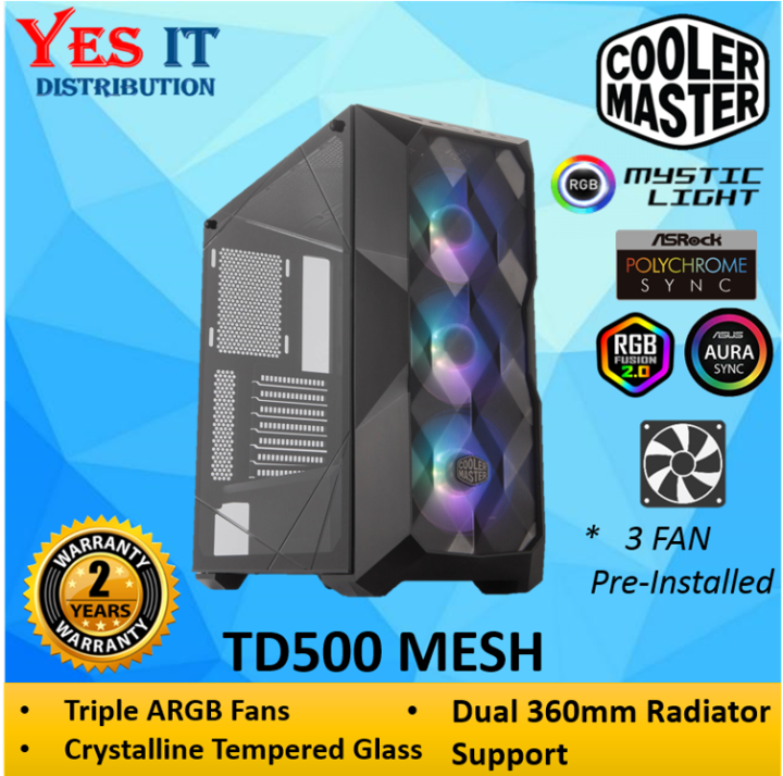 COOLER MASTER MASTERBOX TD500 MESH ARGB MIDTOWER E-ATX CHASSIS DESKTOP ...
