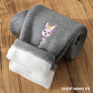 Quần legging nỉ lót lông thêu thú cho bé (12-38kg)