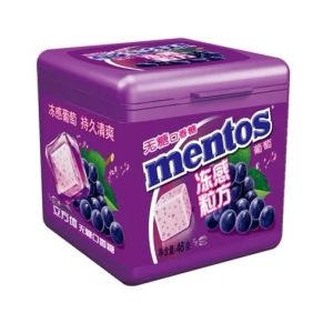 曼妥思-冻感立方无糖口香糖-薄荷味/葡萄味/西瓜味/热带水果味 46克 MENTOS Frozen Cube Sugar-Free Gum-Mint/Grape/Watermelon/Tropical Fruits Flavor 46G