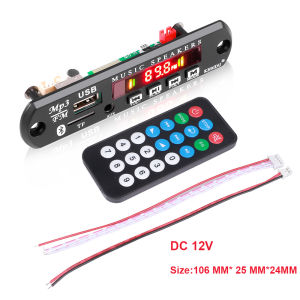 KEBETEME Wireless Bluetooth 5.0 5V 12V MP3 WMA Decoder Board Support USB TF FM Radio Module Color Screen MP3 Player Car Kit With Remote Control