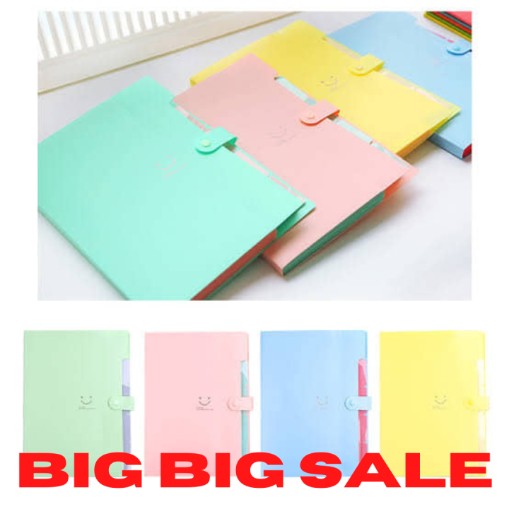 Plastic Expanding File Folders Accordion Document Organizer 5-Pocket A4 ...