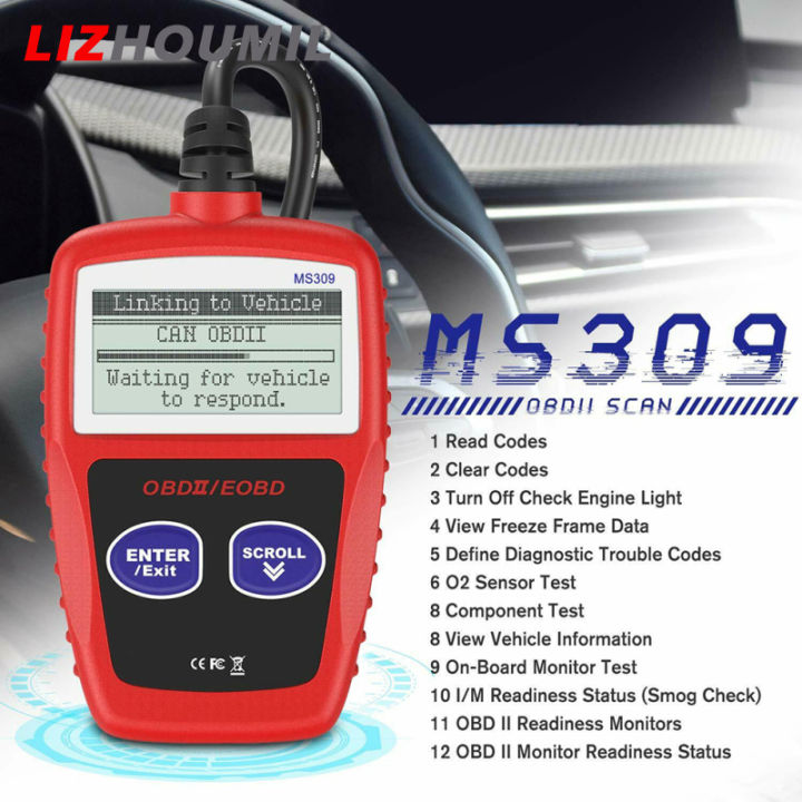 LIZHOUMIL Ms309 OBD2 Scanner Car Check Engine Code Reader Fault