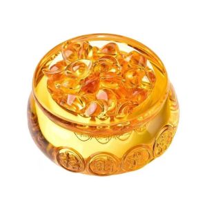 Hủ đựng vàng kèm thỏi vàng nhỏ kim nguyên bảo thờ cúng bát tụ bảo kèm thỏi vàng 1.5cm đá lưu ly hủ vàng phong thủy may mắn tài lộc bát vàng thỏi