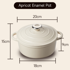 HIMEJI Enamel Pot | Diameter 20cm| Cast Iron Pot | Stew Soup Cooking Pot | Suitable for Induction Cooker & Gas Stove