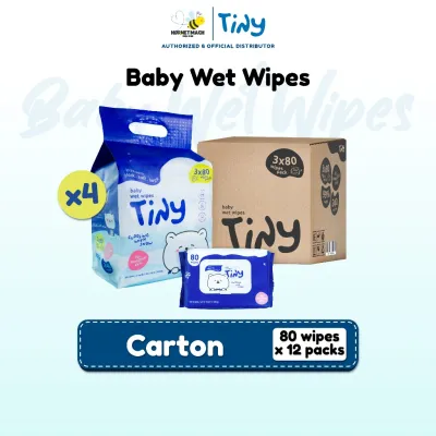 TINY Baby Wet Wipes 80 Wipes x 12 Packs (Carton)