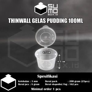 [1 PAK ISI 50 PCS] Gelas Pudding 100ml + Tutup / Thinwall Wadah Cup Saus Sambal 100 ml