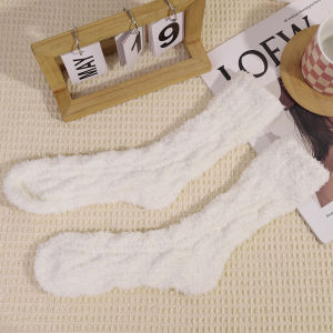 【♡Lovely girls house♡】Coral Fleece Plus Thick Winter Warm Velvet Socks for Men Fluffy Floor Sleeping Middle Tube Sock