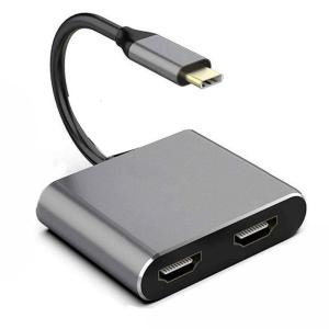 Aluminum USB C Adapter Dock Double HDTV 4K 60Hz Output Type C to HDTV Splitter for Double Monitors