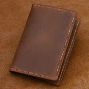 Vintage Crazy Horse Leather Credit Card Holder Thin Wallet Mens Real Cowhide Slim ID VIP Cards Bags Small Leisure Purses