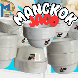Mangkok jago painting putih banyak manfaat dimensi 23 cm