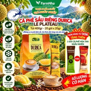 Cà Phê Sầu Riêng Hòa Tan DURICA Le Plateau Túi 400g 20x20g - Hương Vị Sầu Riêng Thơm Ngon
