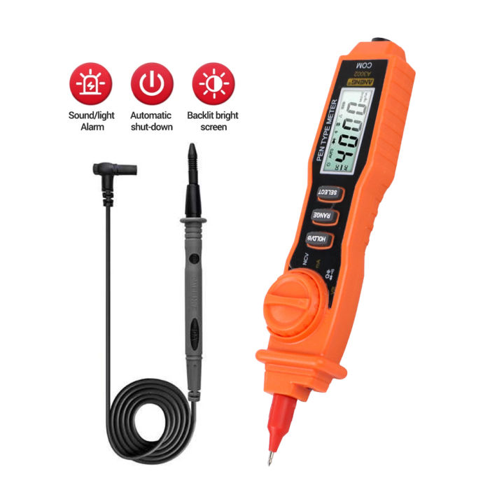 Digital Multimeter Voltage Tester Pen A3002 Orange Test Pen Listrik