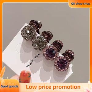 ✨QK shop✨ 2 4pcs Mini Round Rhinestone Hair Claw Retro Zircon Women Girls Claw Clip Small Hairpins Hair Crabs Girls Hair Accessories ﻿