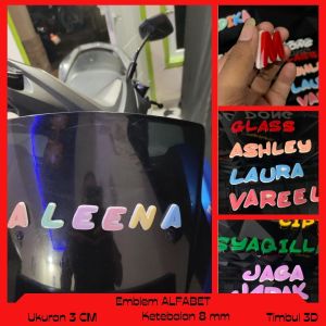 EMBLEM ALFABET DAN ANGKA VARIASI MOBIL ATAU MOTOR DENGAN HURUF TIMBUL 3D BAHAN FIBERGLASS