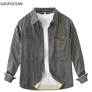≮1005≯100% Cotton Spring Autumn Anti-pilling Man Casual Shirt Stripes Turn Down Collar Male Long Sleeve Single Breasted Men Shirts