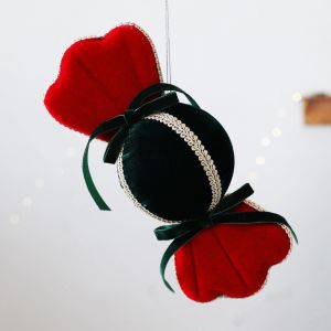 DECALE Bow Christmas Tree Candy Pendant Soft Fabric Integrated Xmas Candy Ornament Holiday Bauble Decorative DIY Christmas Tree Hanging Christmas Tree