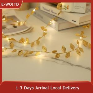 E-WOITD LED 2M 20 Golden Leaf Battery Fairy Lights for Holiday and Special Occasions